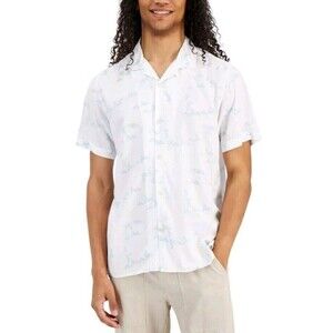 Sun + Stone Mens Regular-Fit Floral Stripe Button-Down Shirt Pale Blue S N82